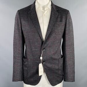 ARMANI COLLEZIONI Size 46 Grey Black Burgundy Plaid Sport Coat